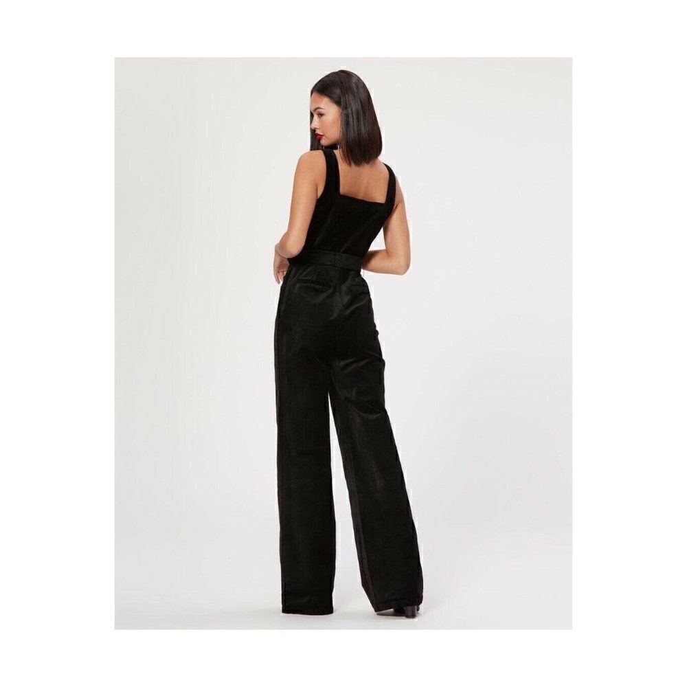 NWT ANTHROPOLOGIE X PAIGE Sz 10 TOPANGA VELVET JUMPSUIT WIDE LEG ONE PIECE BLACK - Picture 4 of 7